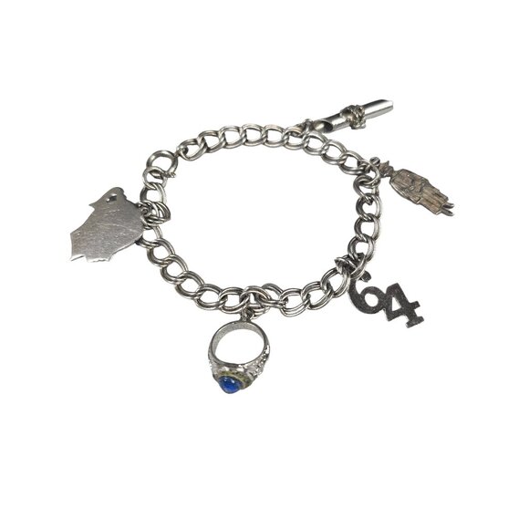 Vintage Danecraft Sterling Silver 1964 High School Graduation Charm Bracelet - Picture 1 of 4
